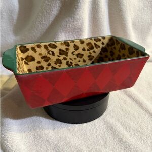Red and Leopard Rectangular Christmas Baking Dish